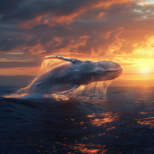 Deep dive of the blue whale at sunset