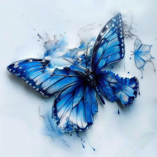 3D butterfly tattoo merged with blue and white sky