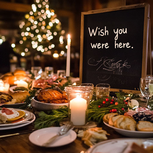 Candlelit holiday feast with a wishful chalkboard