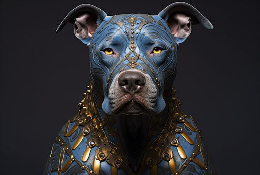 Adoptable dog in dark silver and blue style