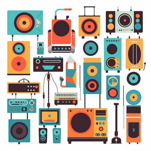 Minimalist style sound clipart, on white background