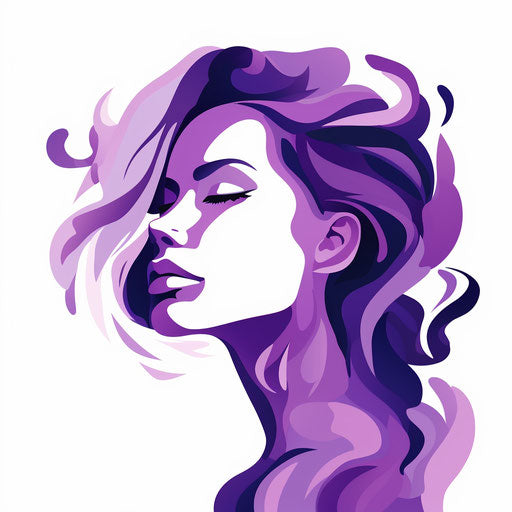 Purple clipart in minimalist style, on white background