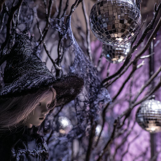 Decorative Elements with Shiny Ornaments and Branches