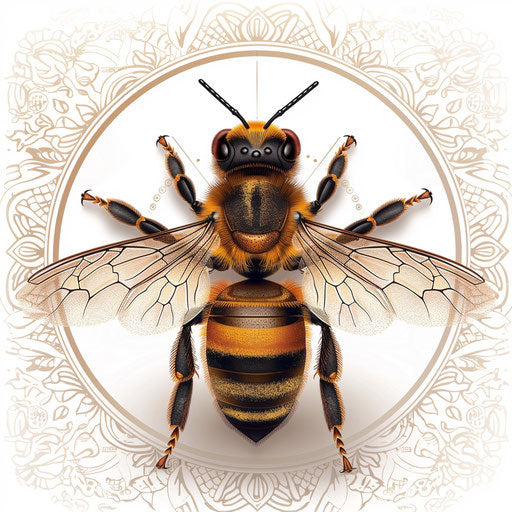 Realistic honey bee clipart on flat white background