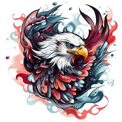 Eagle tattoo on hand with abstract background