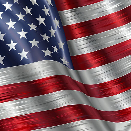 Realistic flag on flat metallic silver background