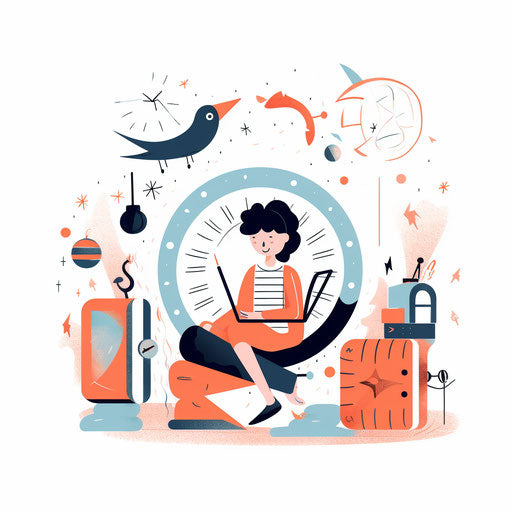 Minimalist story time illustration on white background