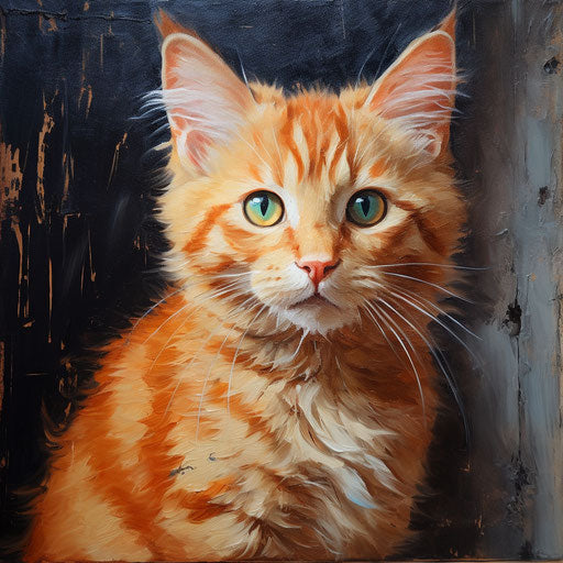 Oil painting of ginger cat