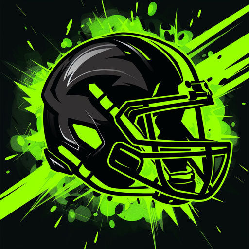 Football logo design in black and neon green with a bold background