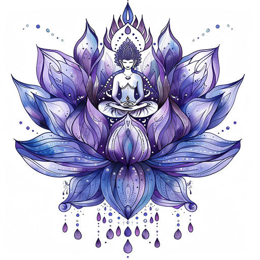 Elegant sketch of a lotus with a meditating yogi