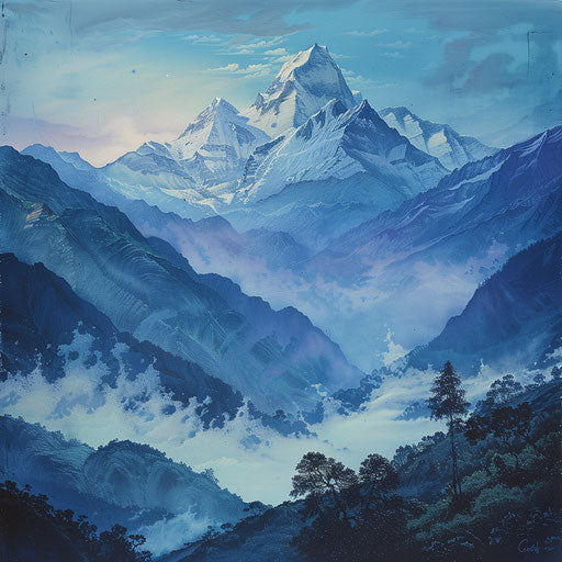 Nanda Devi with mist and fog in the valley