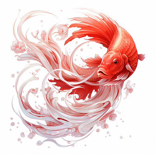 Elegant red fish on white background in Chinese style