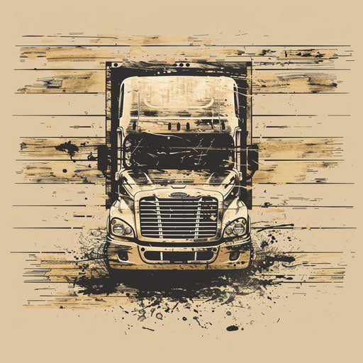 Hand-drawn trucking logo with rustic background