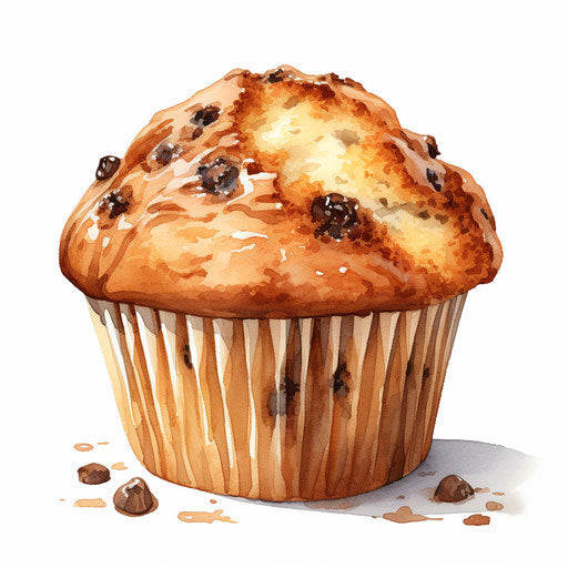 Muffin clipart in the style of Oil painting, on a white background