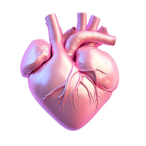 3D pink heart on white background, isolated clipart