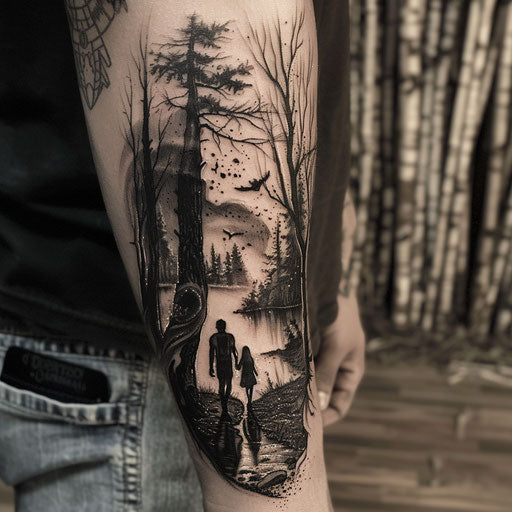 Mystical father daughter tattoos, David Palumbo style