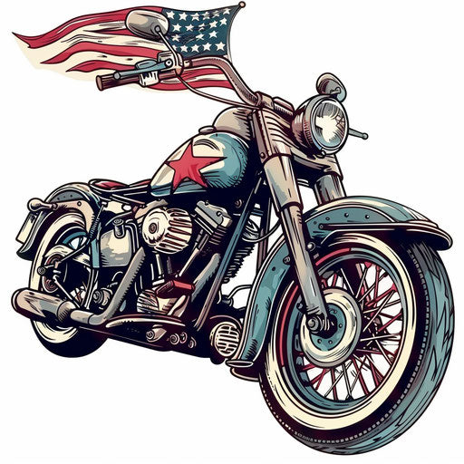 Vintage motorcycle tattoo design with 1950s art elements