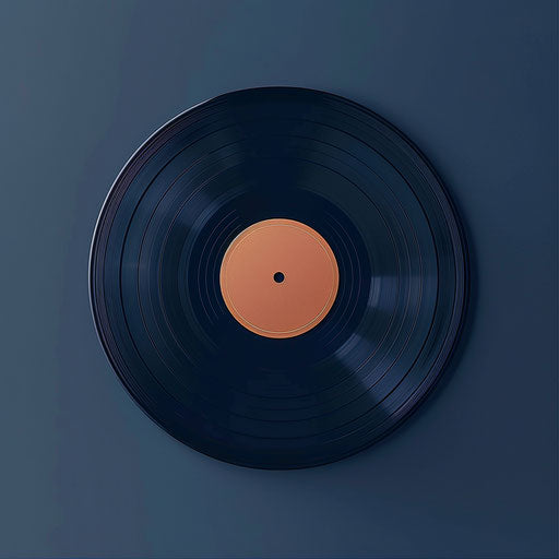 Realistic record clipart on flat indigo background