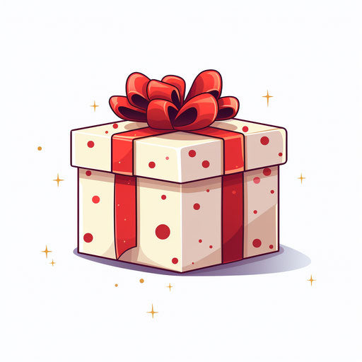 Minimalist-style illustration of gift, on white background