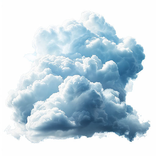 Realistic cloud in PNG clipart with flat white background