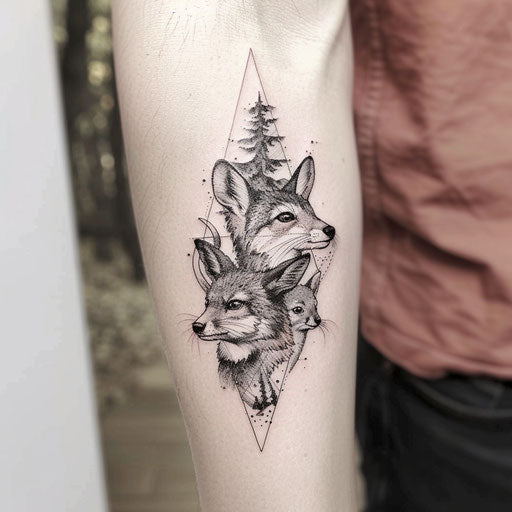 Wildlife patchwork tattoo in the style of Humberto Ramos