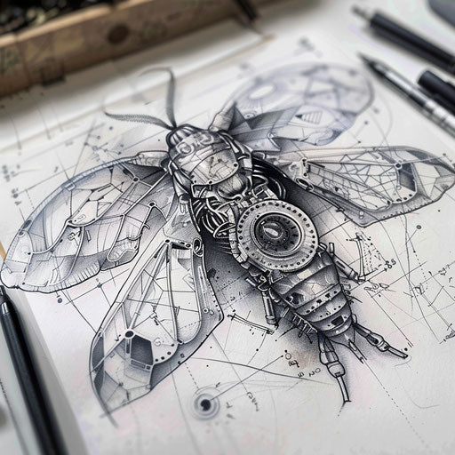 Biomechanical death moth tattoo concept