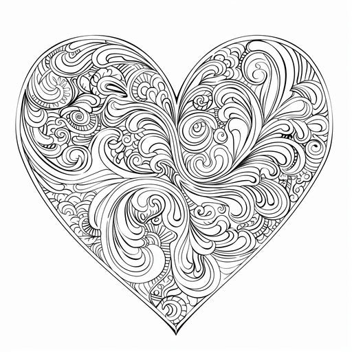 Whimsical Valentine's Day heart with intricate patterns