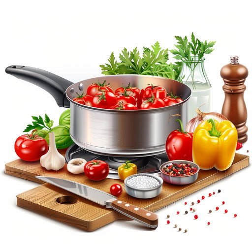 Culinary art in photo realistic style on flat white background