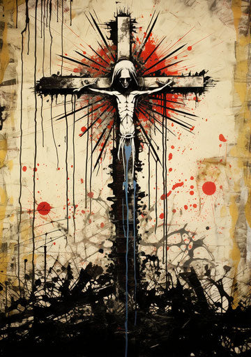 Word to convey on top of a cross, Jim Mahfood style, poster, Wendy Froud 7:10
