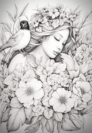 Coloring book with flowers for Christmas