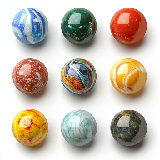 3D Marbles on flat white background, isolated clipart