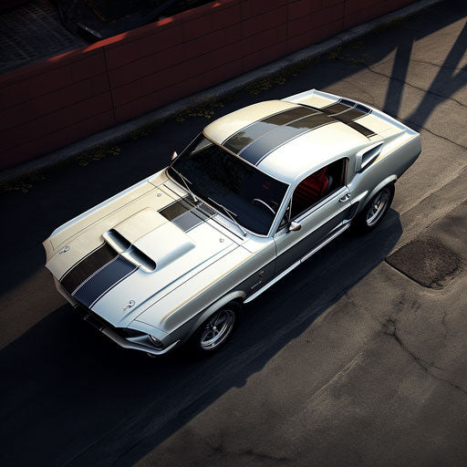 Topview of a classic Ford Mustang GT Shelby car