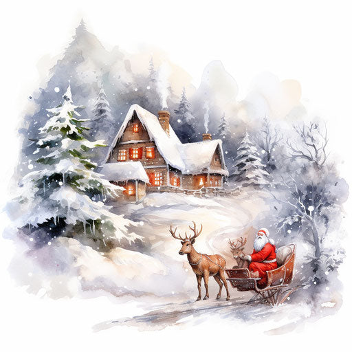 Merry Christmas clipart in Oil painting style