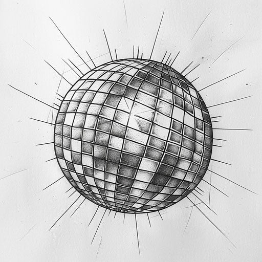 Sketch of modern disco ball tattoo