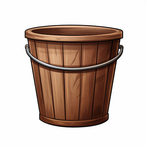 Bucket illustration in the style of Chiaroscuro Art, on white background