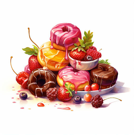 Candy illustrations in the Oil painting style, on a white background