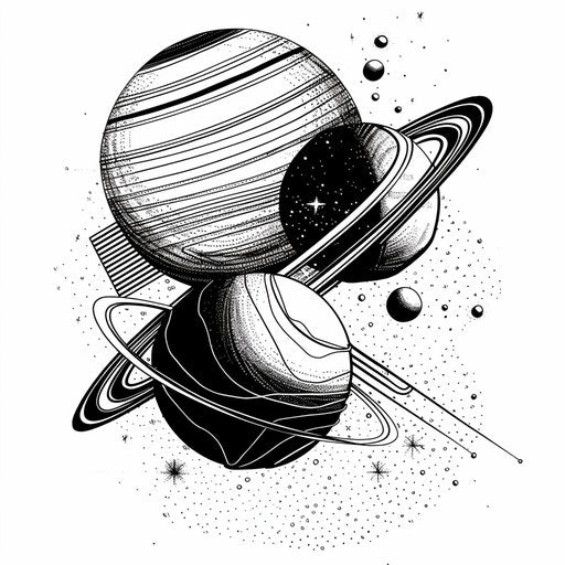 Minimalist planets with abstract forms in the style of Ruben Ireland