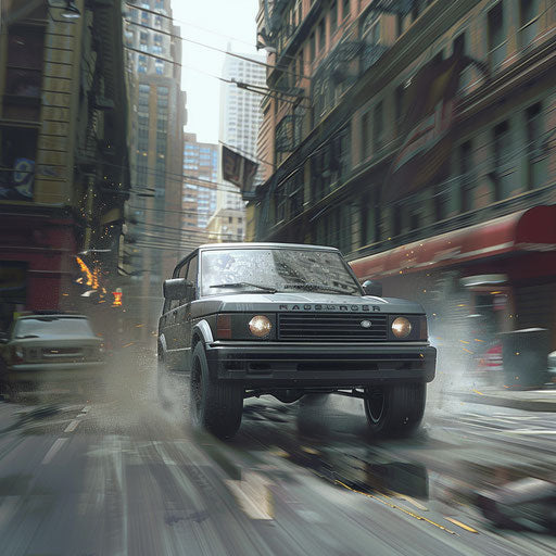 High-speed chase of an armored 1994 Range Rover