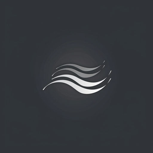 Minimalist logo with abstract wave design on dark grey background