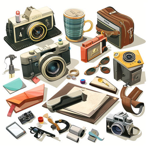 Hobbies clipart in a photo realistic style on white background