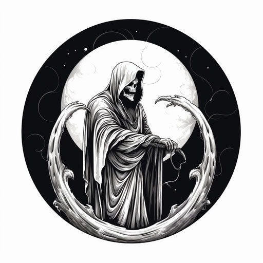 The grim reaper in black and white