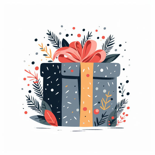 Minimalist Christmas gift illustration on white background