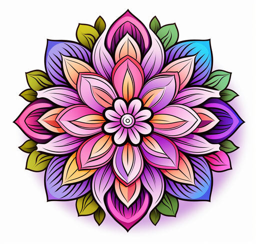 Coloring pages of colorful mandala flower design