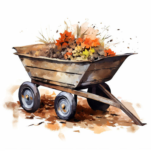 Wheelbarrow in the style of Oil painting, on white background