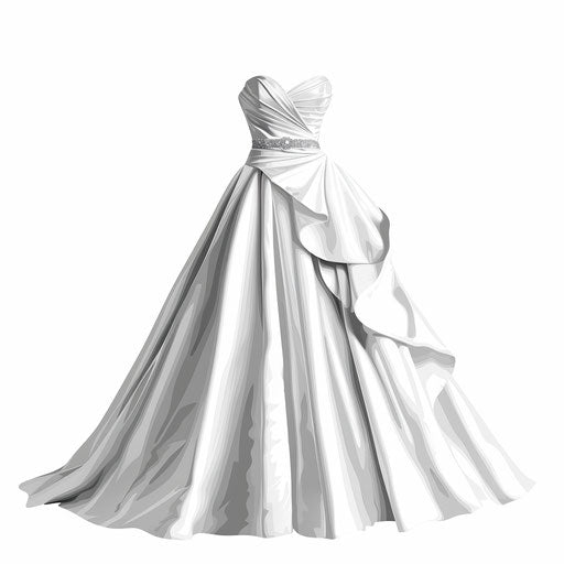 Realistic wedding dress clipart on flat white background