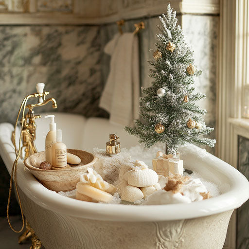 Luxurious bathroom with Christmas decorations