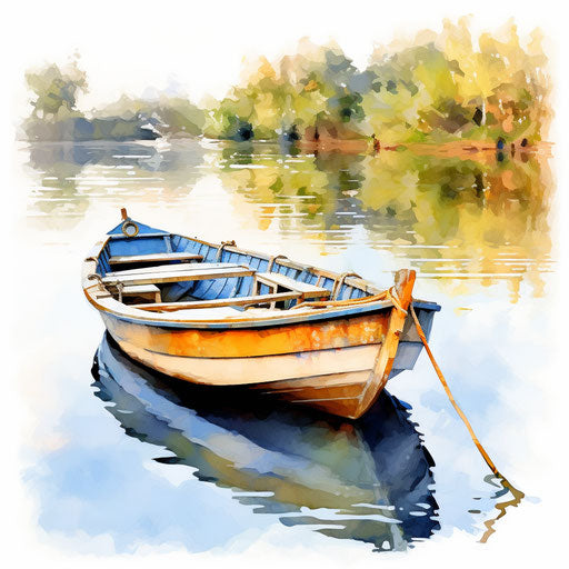 Boat clipart in the style of Impressionistic Art, on white background