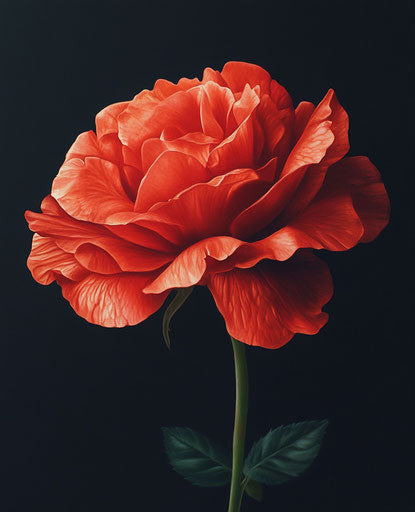 Vibrant red rose on black background, symbolizing love and passion