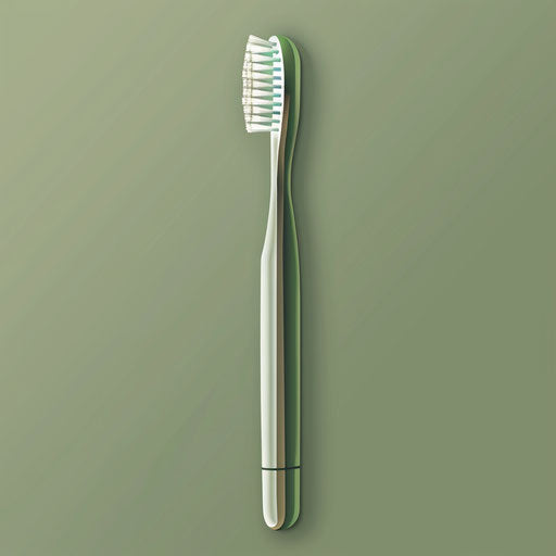 Realistic toothbrush graphic on muted olive backdrop