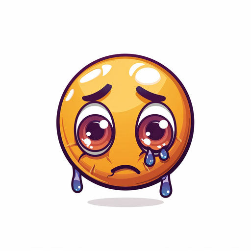 Sadness and tears emoji on white background